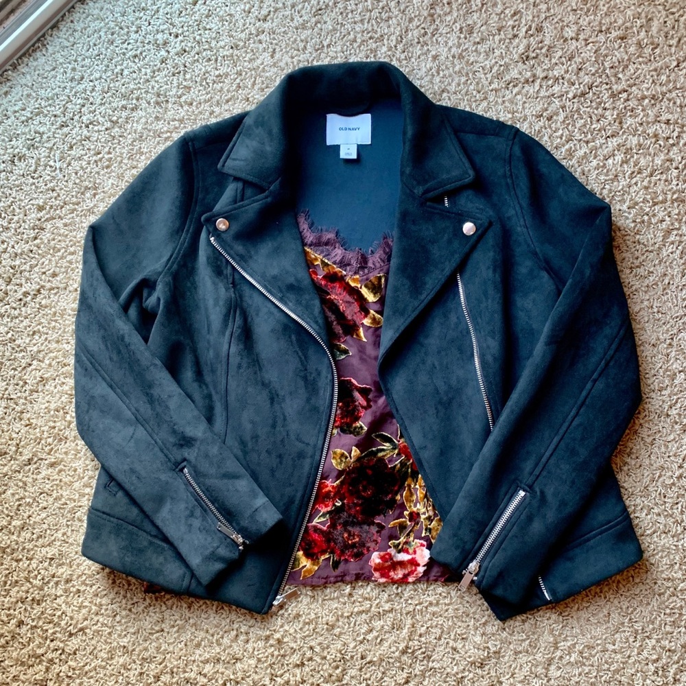Faux Suede Moto Jacket